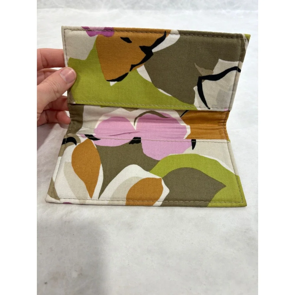 Vera Bradley Mod Floral Pink Fabric Checkbook Cover Green Tan Multi Color - Picture 3 of 5
